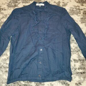 Oxygen Blue Ruffled Blouse || GUC || Small